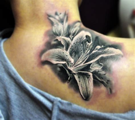 lily tattoo|realistic lily tattoo.